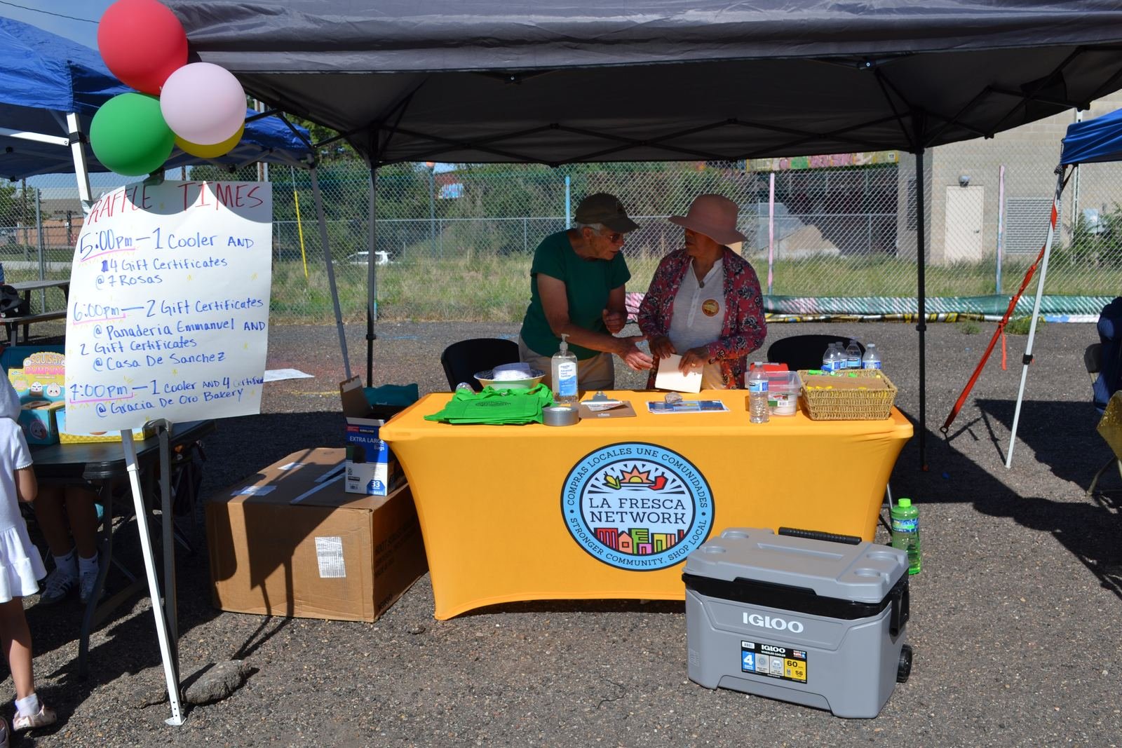 La Fresca Network table with raffle prizes
